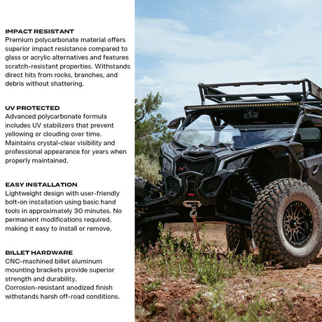 Photo of Can-Am Maverick X3 Polycarbonate Half Front Windshield by Super Comp - Premium Polycarbonate Front Windshield for UTVs / Side by Sides