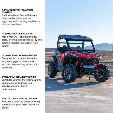 Photo of CF Moto 950 Sport Front Windshield by Super Comp - Premium Windshields for UTVs / Side by Sides