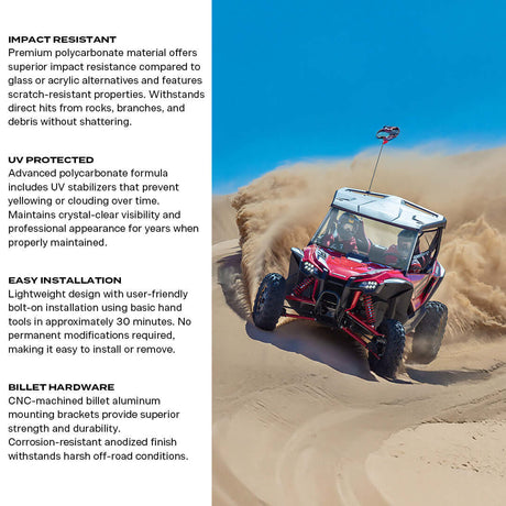Photo of Honda Talon Polycarbonate Full Front Windshield by Super Comp - Premium Polycarbonate Front Windshield for UTVs / Side by Sides