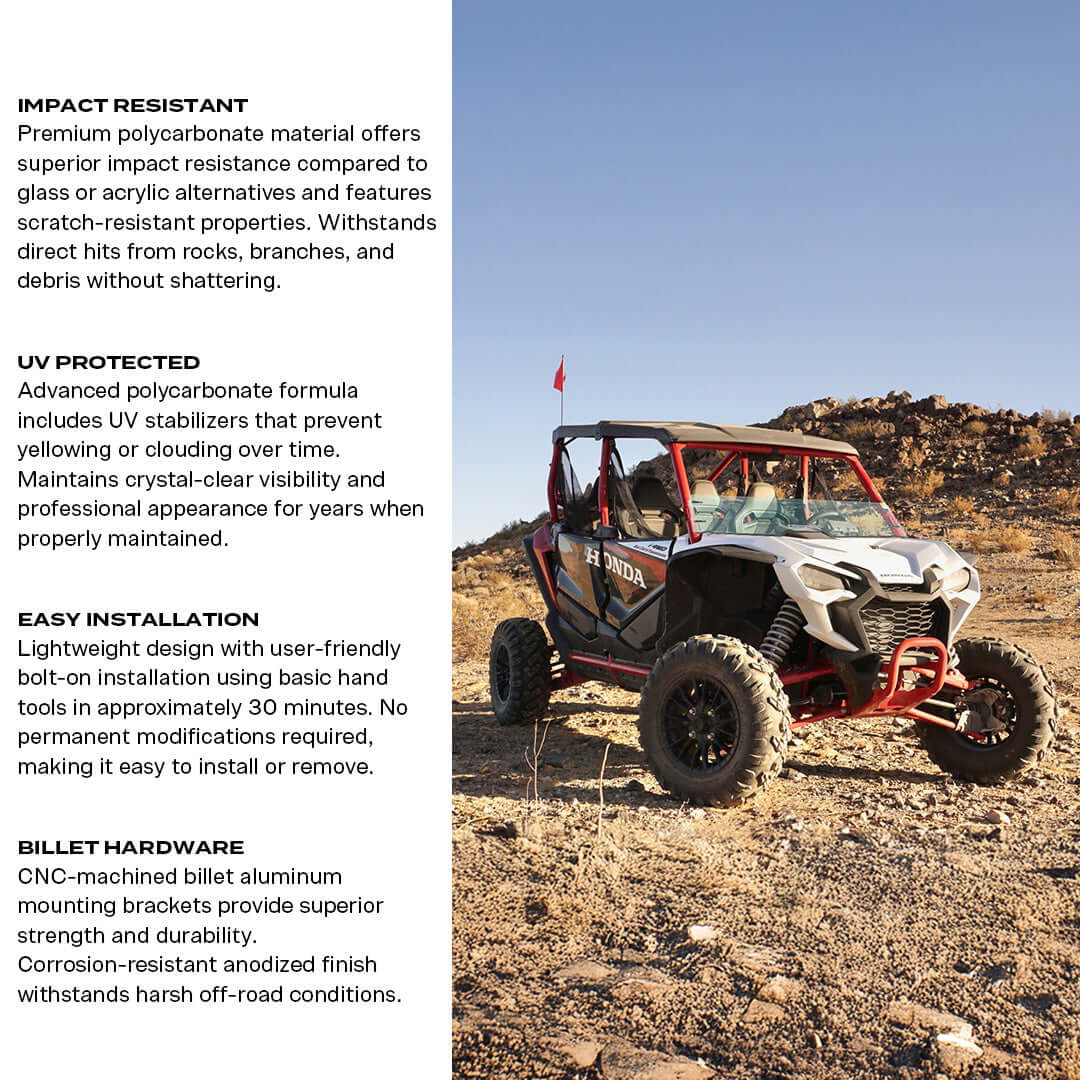 Photo of Honda Talon Polycarbonate Half Front Windshield by Super Comp - Premium Polycarbonate Front Windshield for UTVs / Side by Sides