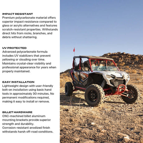 Photo of Honda Talon Polycarbonate Half Front Windshield by Super Comp - Premium Polycarbonate Front Windshield for UTVs / Side by Sides