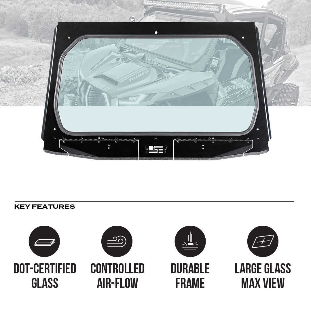 Photo of Kawasaki KRX Front Windshield by Super Comp - Premium Glass Front Windshield for UTVs / Side by Sides