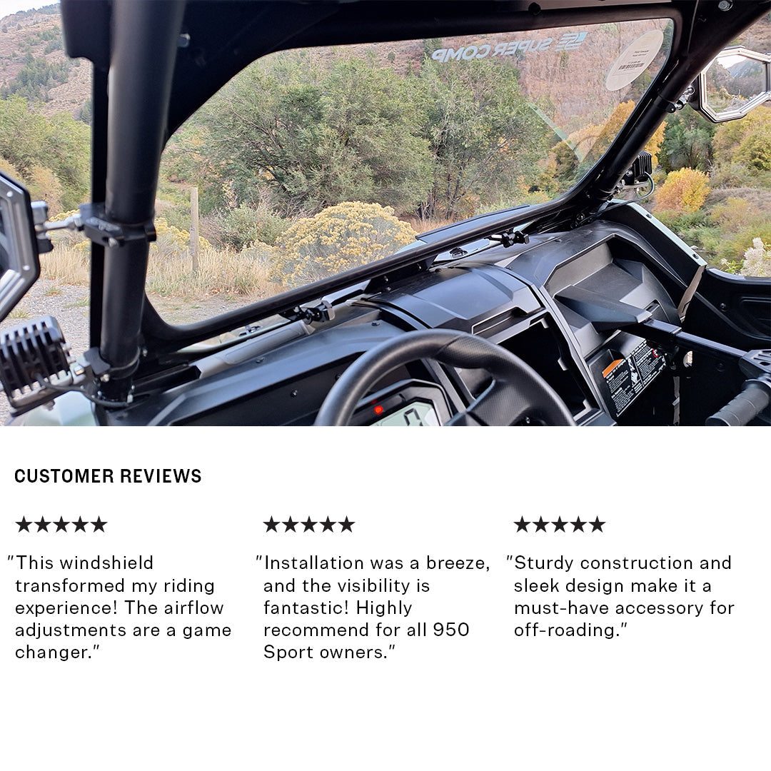 Photo of Kawasaki KRX Front Windshield by Super Comp - Premium Glass Front Windshield for UTVs / Side by Sides