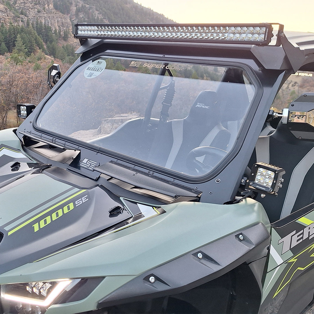 Photo of Kawasaki KRX Front Windshield by Super Comp - Premium Glass Front Windshield for UTVs / Side by Sides