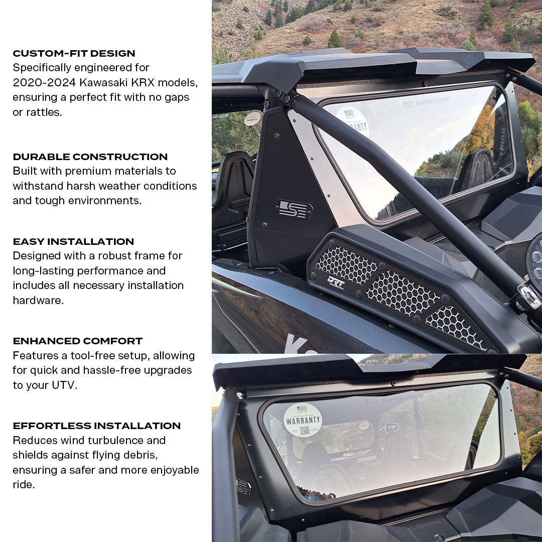 Photo of Kawasaki KRX Tinted Rear Windshield by Super Comp - Premium Windshields for UTVs / Side by Sides