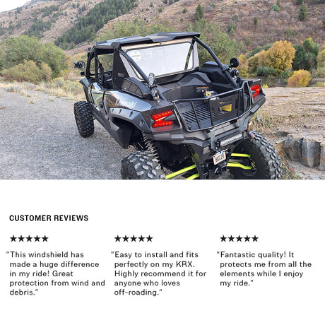 Photo of Kawasaki KRX Rear Windshield by Super Comp - Premium Rear Windshield for UTVs / Side by Sides