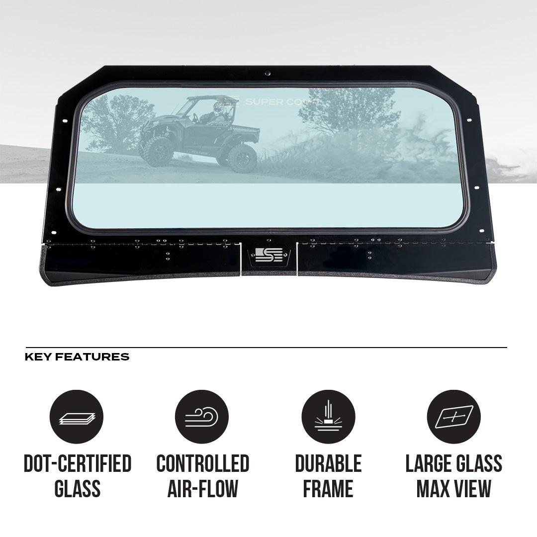 Photo of Polaris General Front Windshield by Super Comp - Premium Glass Front Windshield for UTVs / Side by Sides
