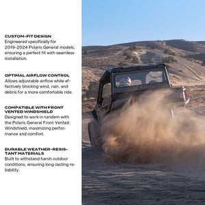 Photo of Polaris General Rear Windshield by Super Comp - Premium Rear Windshield for UTVs / Side by Sides