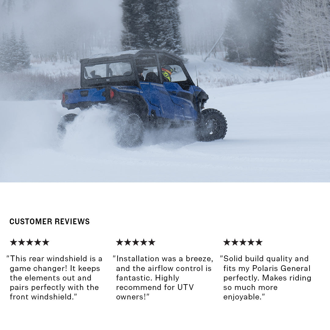 Photo of Polaris General Rear Windshield by Super Comp - Premium Rear Windshield for UTVs / Side by Sides