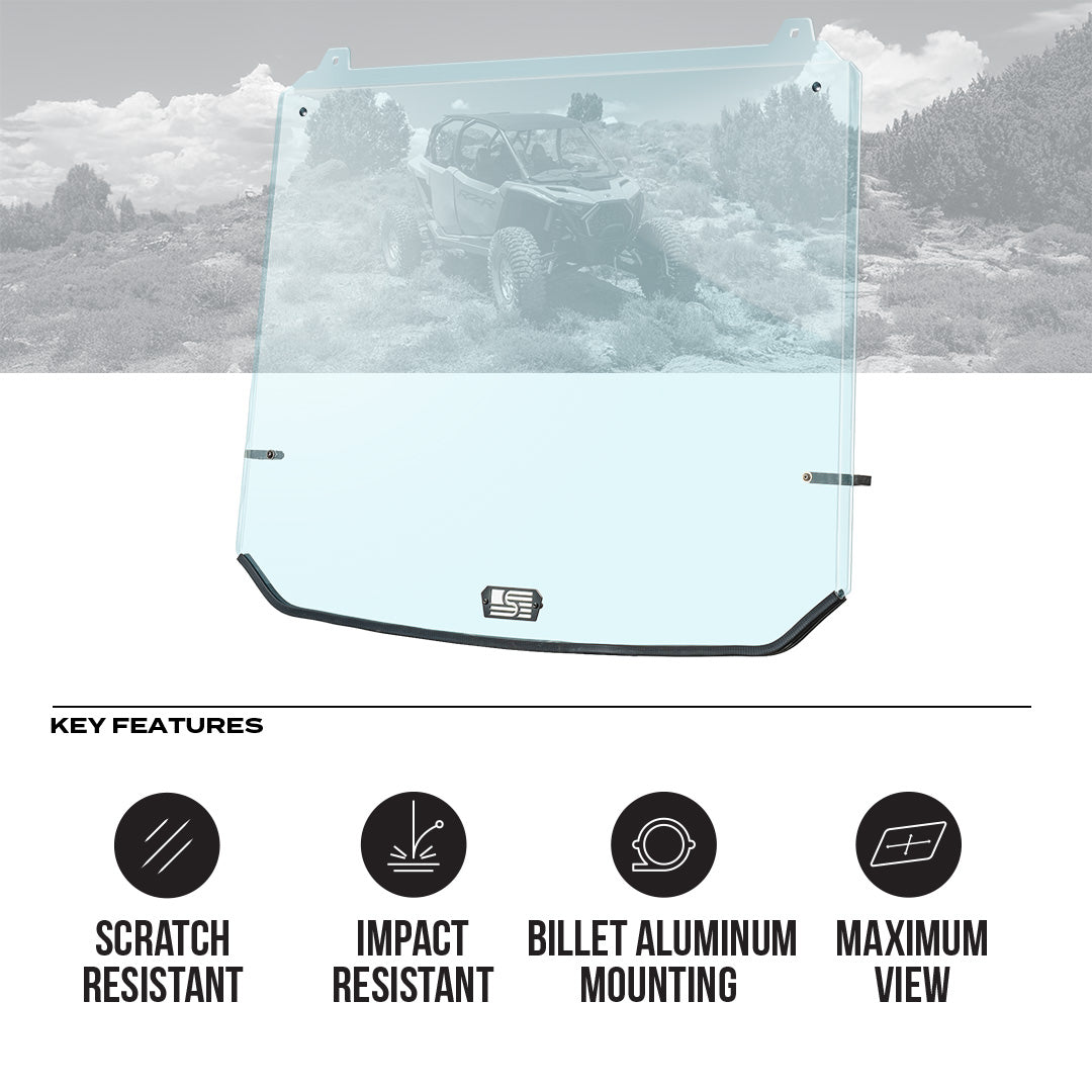 Photo of Polaris RZR Pro R Polycarbonate Full Front Windshield by Super Comp - Premium Polycarbonate Front Windshield for UTVs / Side by Sides