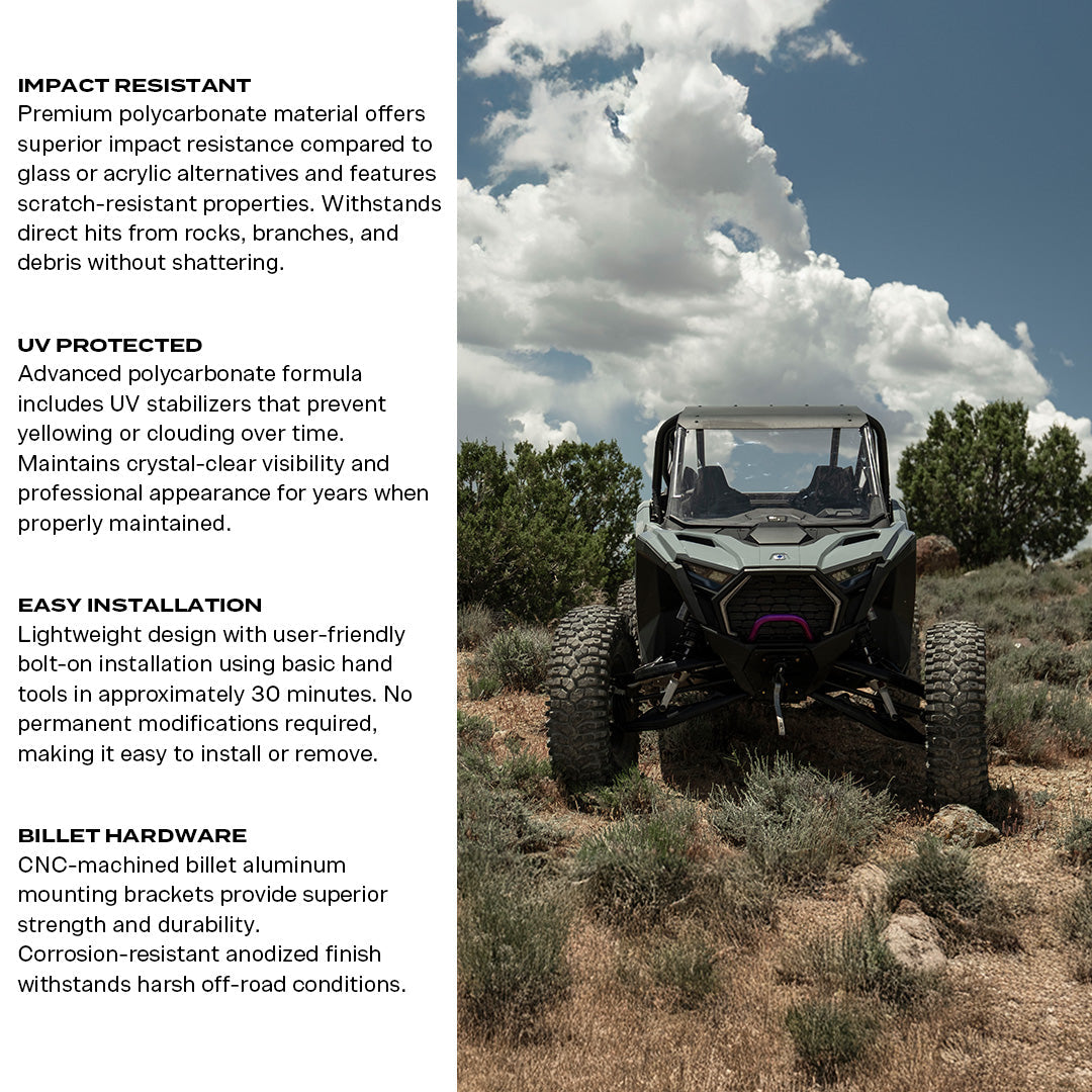 Photo of Polaris RZR Pro R Polycarbonate Full Front Windshield by Super Comp - Premium Polycarbonate Front Windshield for UTVs / Side by Sides