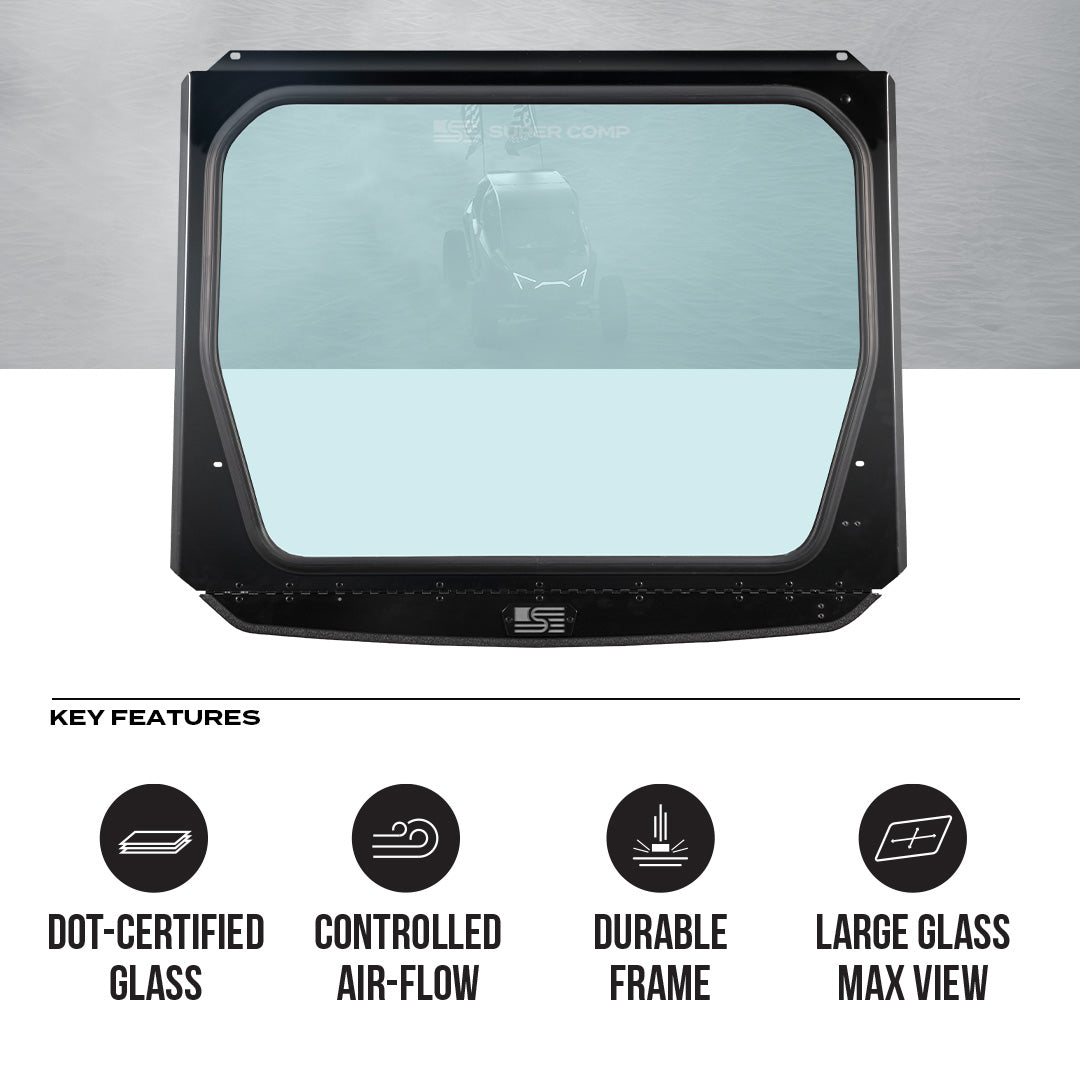 Photo of Polaris Pro R Front Windshield (2025+) by Super Comp - Premium Glass Front Windshield for UTVs / Side by Sides