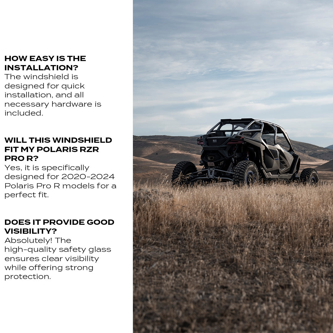 Photo of Polaris Pro R Rear Windshield (2022 - 2024) by Super Comp - Premium Windshields for UTVs / Side by Sides