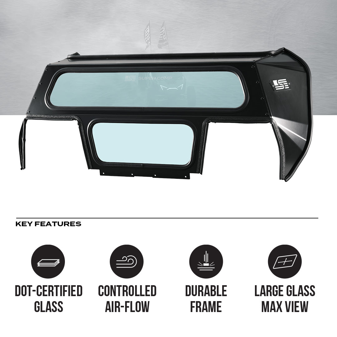 Photo of Polaris Pro R Rear Windshield (2025+) by Super Comp - Premium Rear Windshield for UTVs / Side by Sides