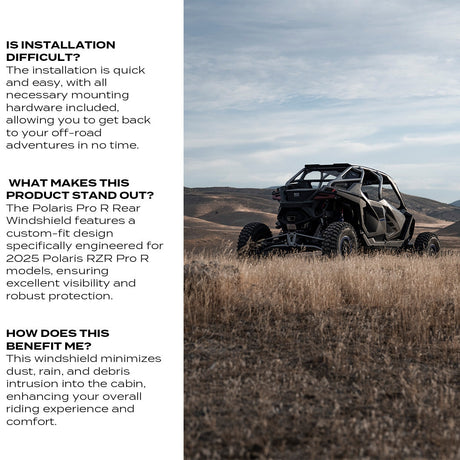 Photo of Polaris Pro R Rear Windshield (2025+) by Super Comp - Premium Windshields for UTVs / Side by Sides