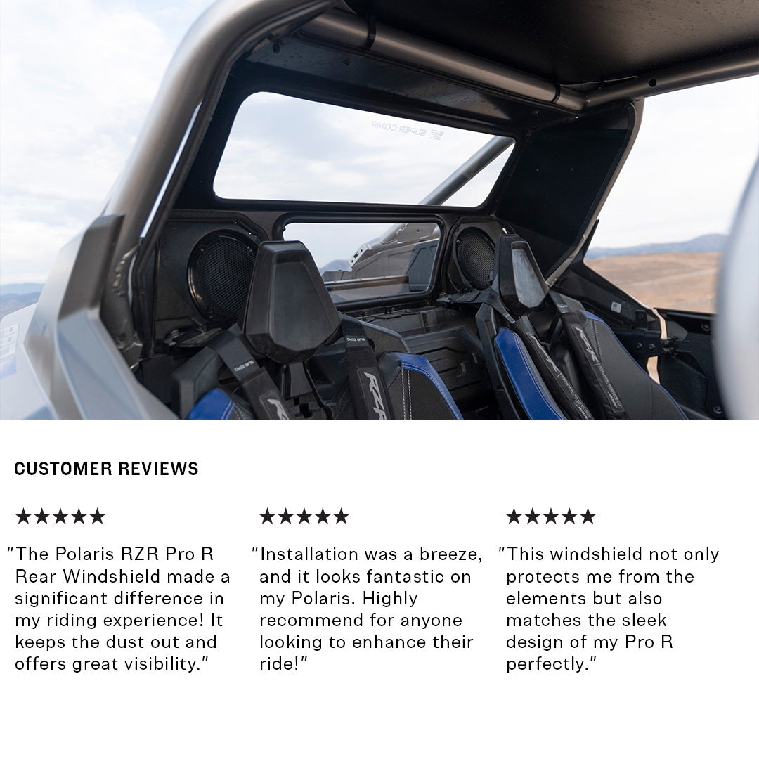 Photo of Polaris Pro R Rear Windshield (2025+) by Super Comp - Premium Rear Windshield for UTVs / Side by Sides
