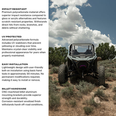 Photo of Polaris RZR Pro XP & Pro S Polycarbonate Full Front Windshield by Super Comp - Premium Windshields for UTVs / Side by Sides
