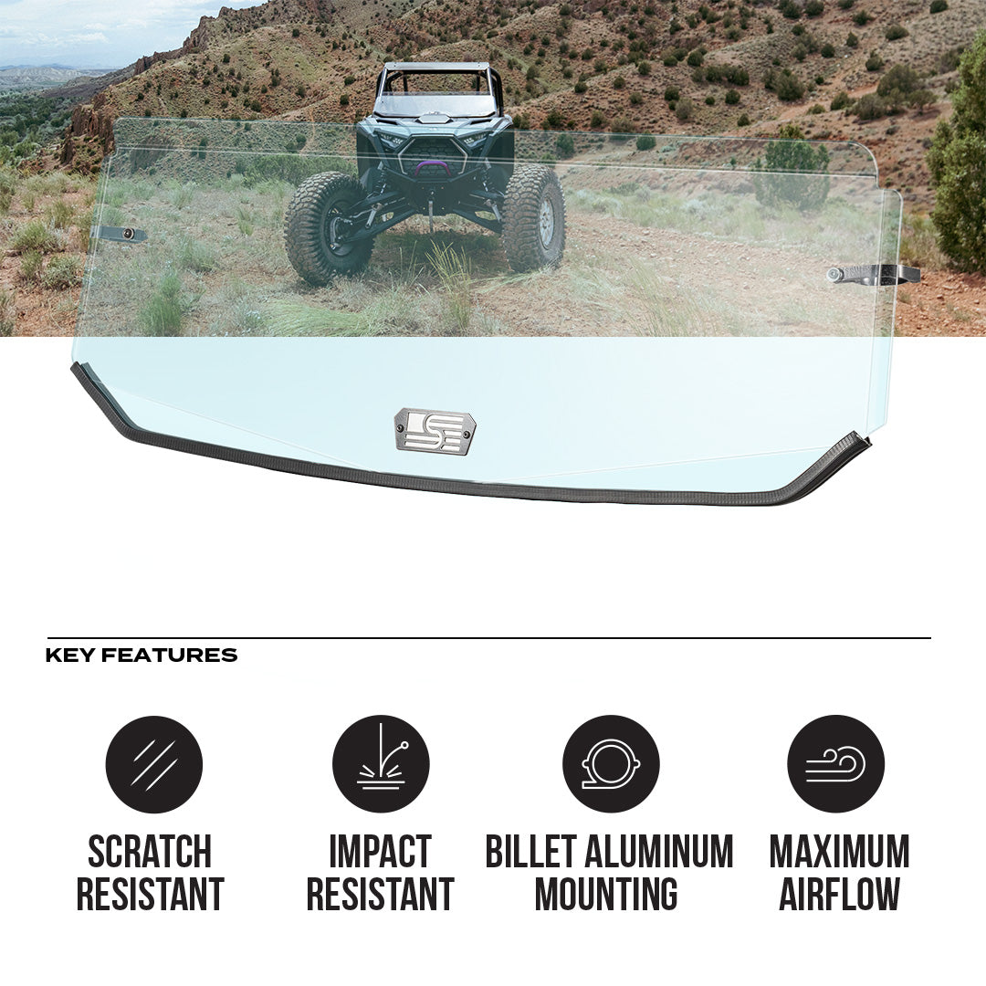 Photo of Polaris RZR Pro XP & Pro S Polycarbonate Half Front Windshield by Super Comp - Premium Polycarbonate Front Windshield for UTVs / Side by Sides