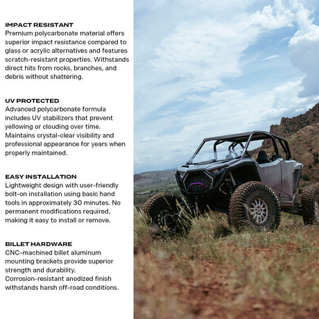 Photo of Polaris RZR Pro XP & Pro S Polycarbonate Half Front Windshield by Super Comp - Premium Windshields for UTVs / Side by Sides