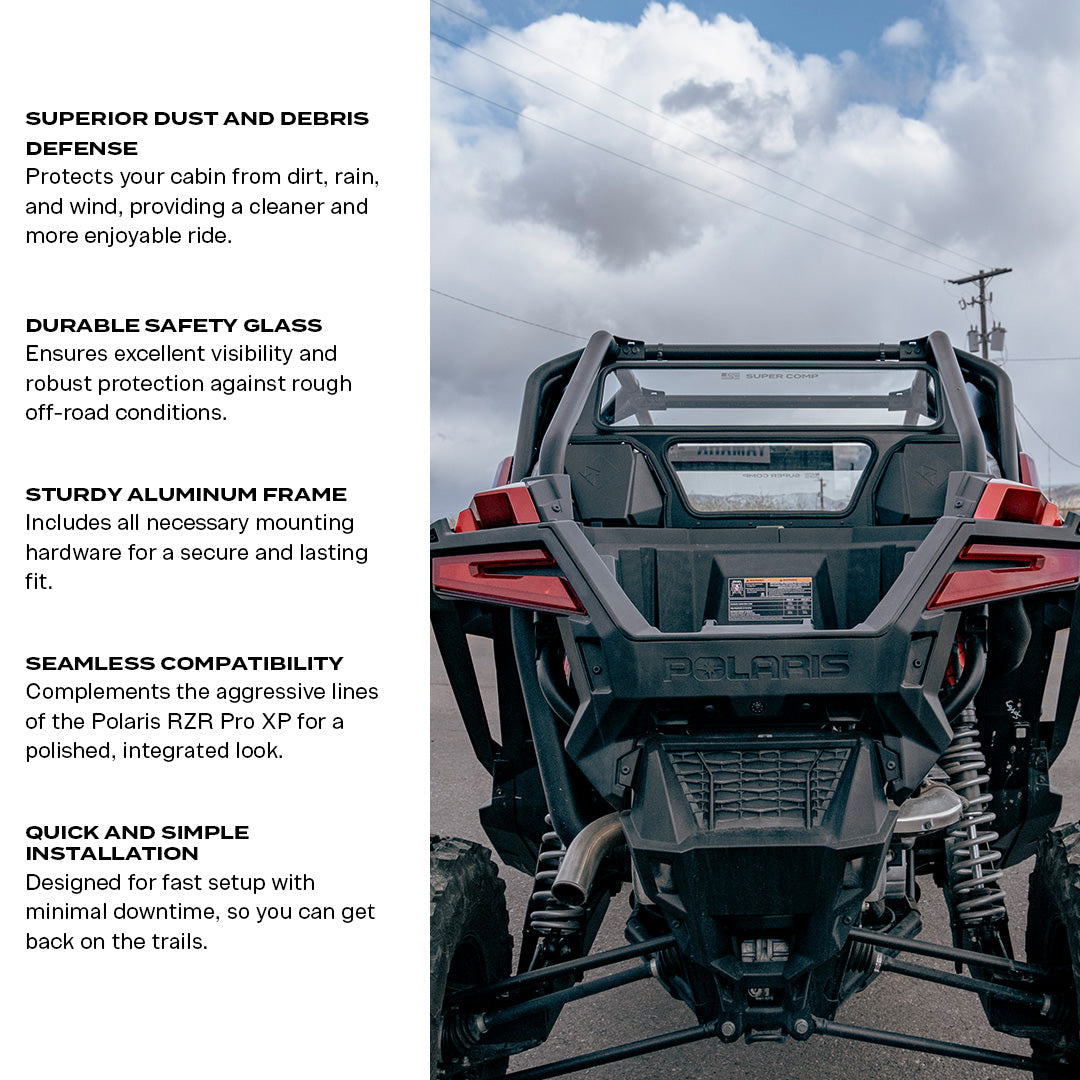 Photo of Polaris Pro XP Rear Windshield by Super Comp - Premium Windshields for UTVs / Side by Sides
