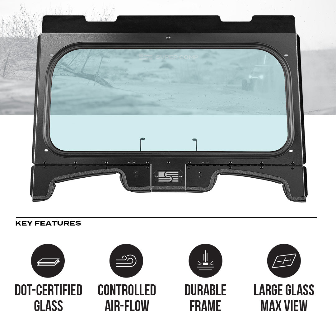 Photo of Polaris Trail 900 Front Windshield by Super Comp - Premium Glass Front Windshield for UTVs / Side by Sides