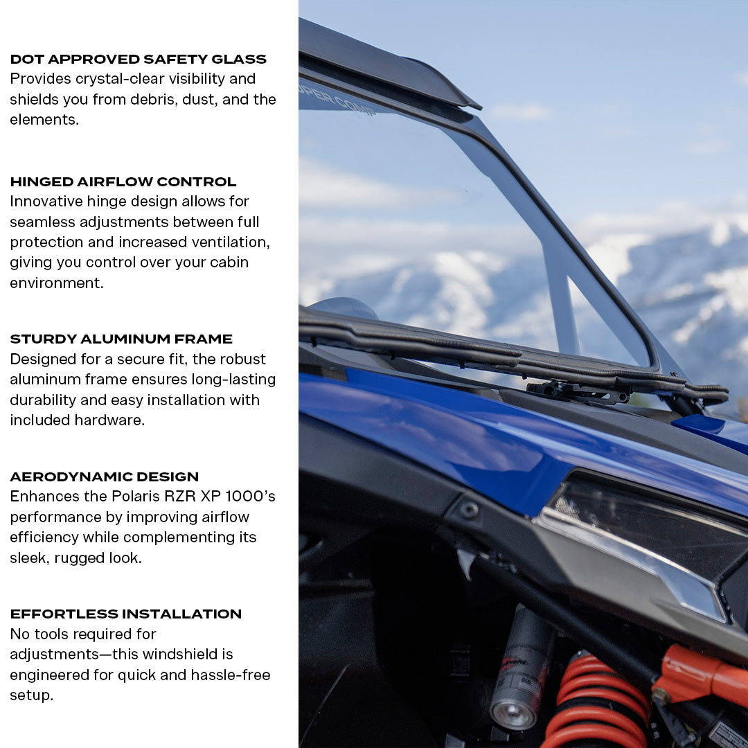 Photo of Polaris RZR XP 1000 Front Windshield 2024+ by Super Comp - Premium Glass Front Windshield for UTVs / Side by Sides