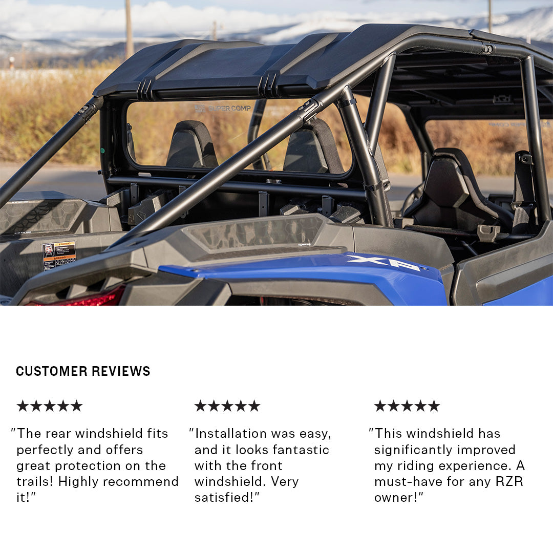 Photo of Polaris RZR XP 1000 Rear Windshield 2024+ by Super Comp - Premium Rear Windshield for UTVs / Side by Sides