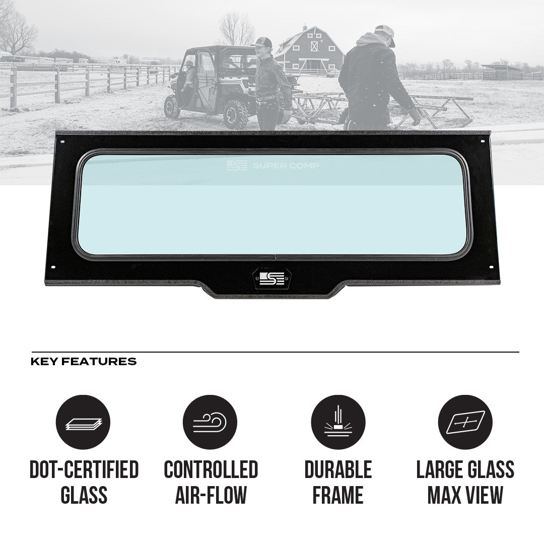 Photo of Polaris Ranger Tinted Rear Windshield by Super Comp - Premium Windshields for UTVs / Side by Sides