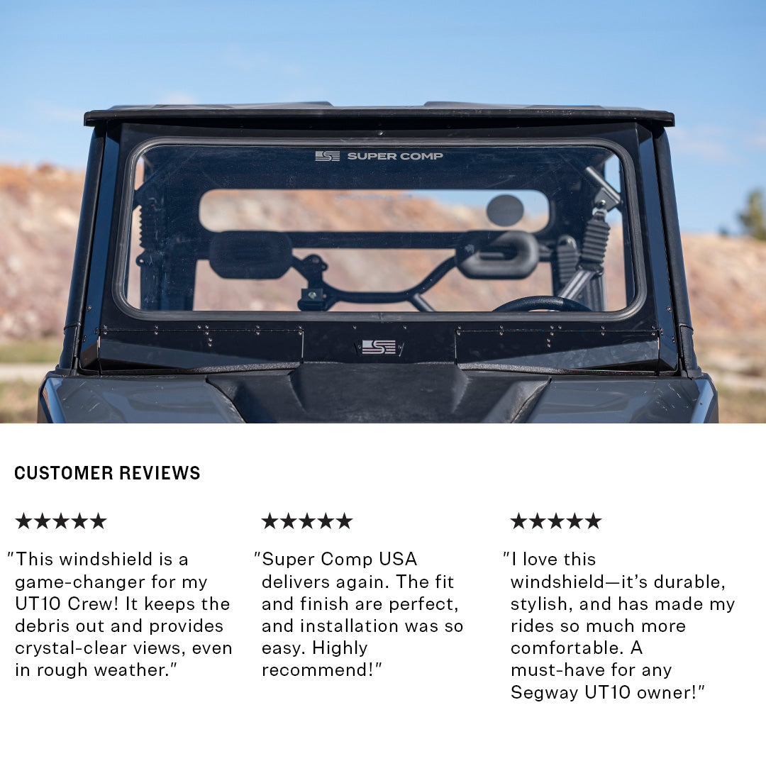 Photo of Segway UT10 Crew Front Windshield by Super Comp - Premium Glass Front Windshield for UTVs / Side by Sides