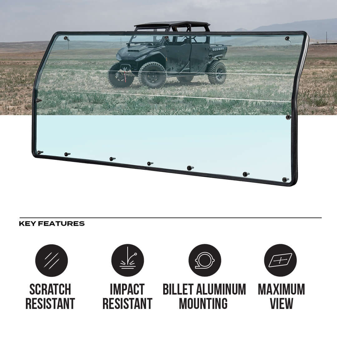 Photo of Segway UT10 Crew Polycarbonate Full Rear Windshield by Super Comp - Premium Polycarbonate Rear Windshield for UTVs / Side by Sides