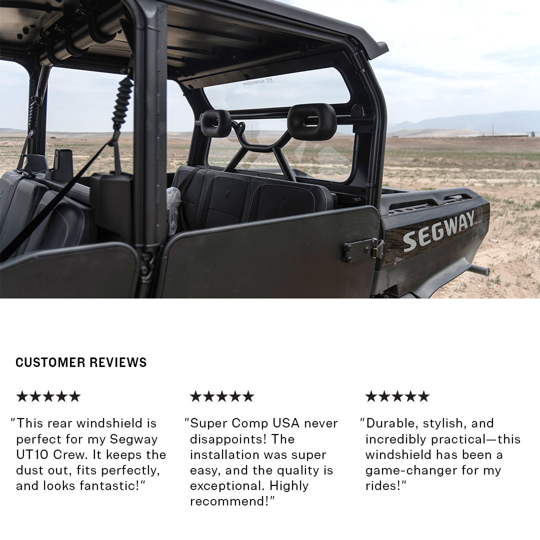 Photo of Segway UT10 Crew Rear Windshield by Super Comp - Premium Glass Rear Windshield for UTVs / Side by Sides