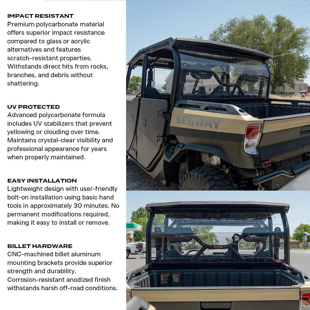 Photo of Segway UT10 Polycarbonate Full Rear Windshield by Super Comp - Premium Polycarbonate Rear Windshield for UTVs / Side by Sides
