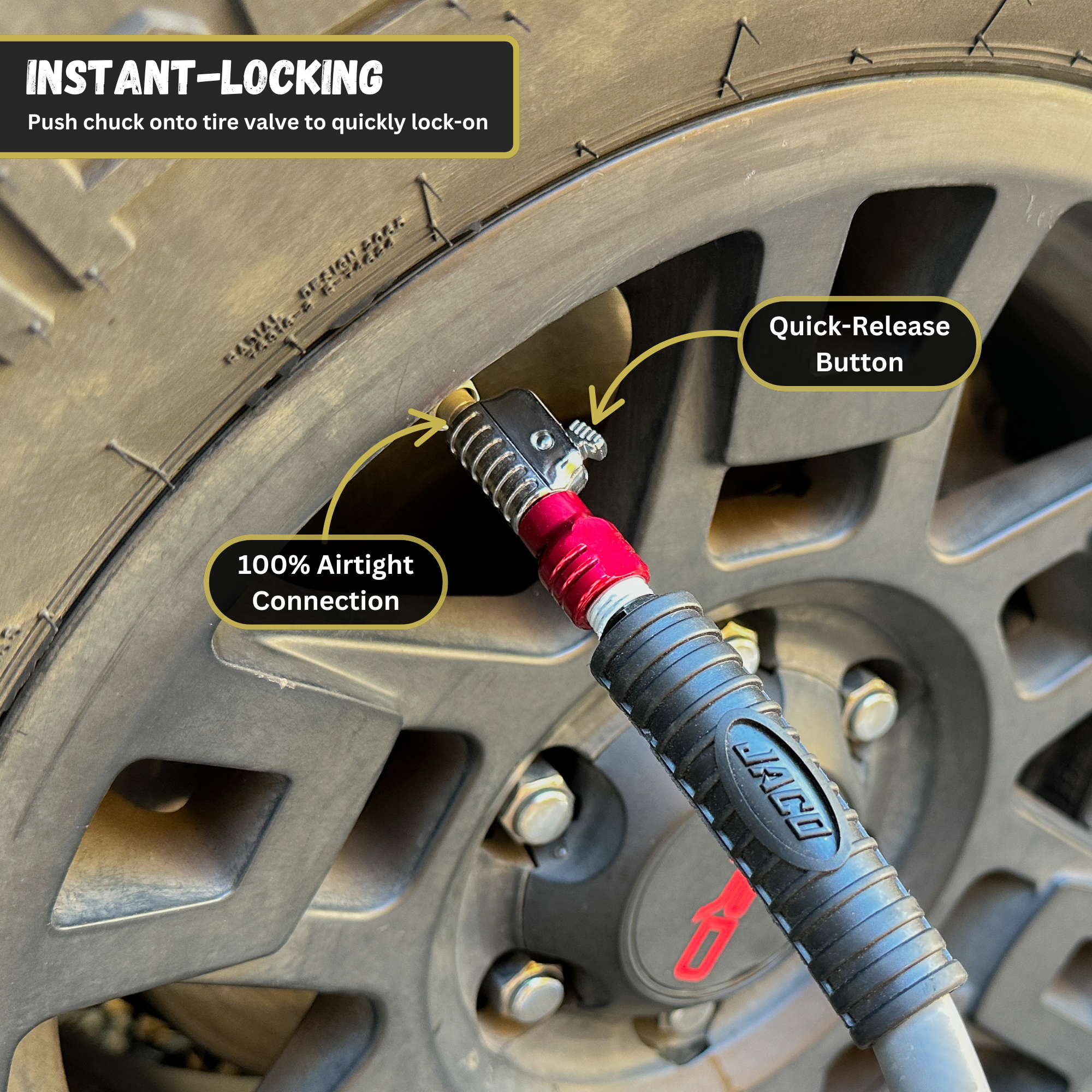 Photo of Lightning™ S2-Series Tire Air Chuck - 1/4" F-NPT by JACO - Premium Air Chuck for UTVs / Side by Sides