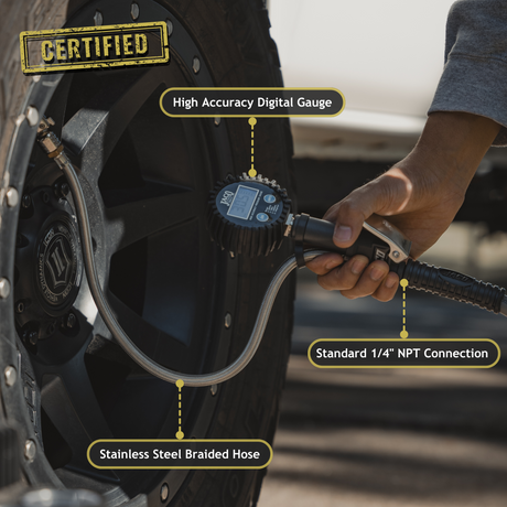 Photo of FlowPro® Digital Tire Inflator with Pressure Gauge - 200 PSI by JACO - Premium Tire Inflator Gauge for UTVs / Side by Sides