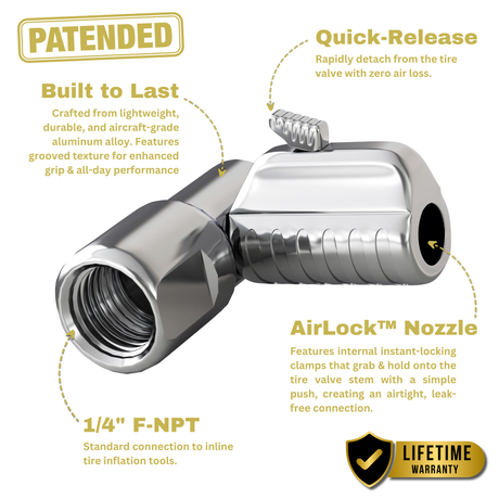 Photo of Lightning™ L2-Series Tire Air Chuck - 1/4" F-NPT by JACO - Premium Air Chuck for UTVs / Side by Sides