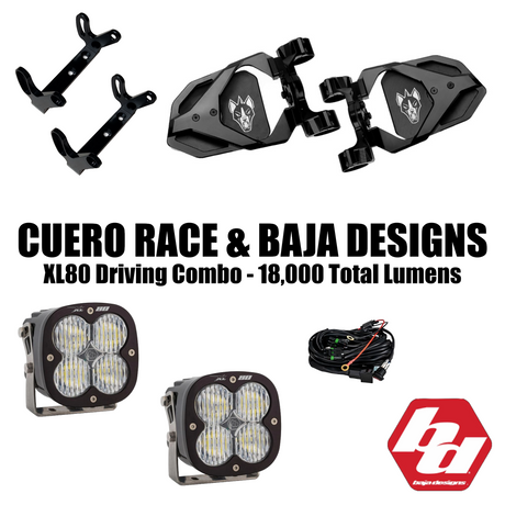 Cuero Race Mirror / Baja Designs XL80 Light Combo - Ultimate Lighting & Visibility (2023)
