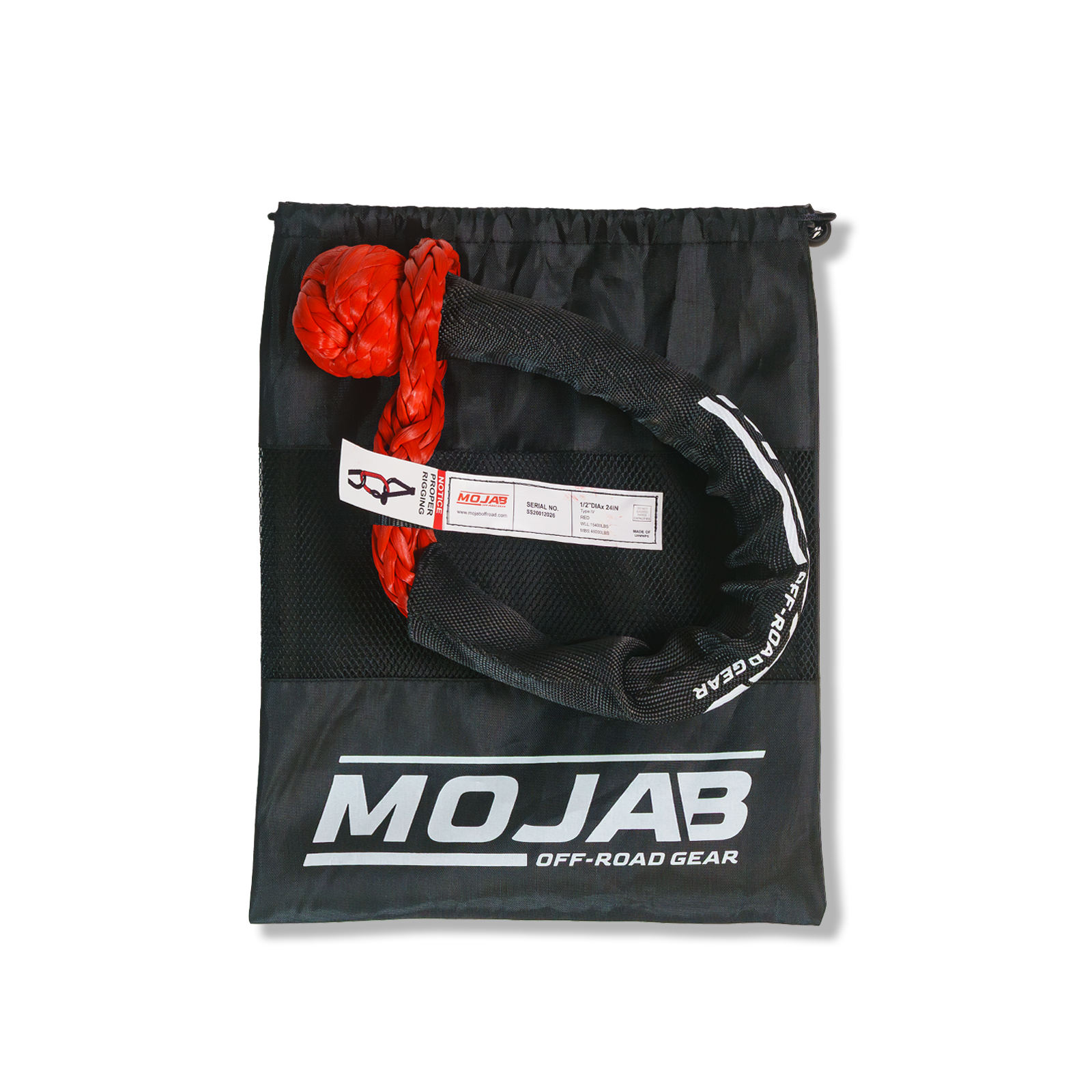 Photo of Soft Shackle 1/2'' x 24” with sleeve and bag (Single Shackle) (Lifetime Warranty) by MOJAB OFFROAD - Premium for UTVs / Side by Sides