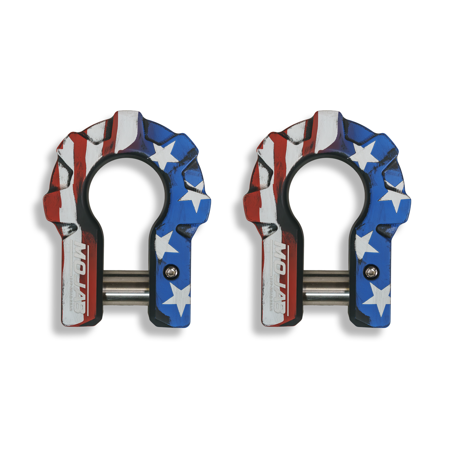 Photo of American Flag - 3/4'' Extreme duty Aluminum Shackle set (9T) - (LIFE TIME WARRANTY*) by MOJAB OFFROAD - Premium for UTVs / Side by Sides