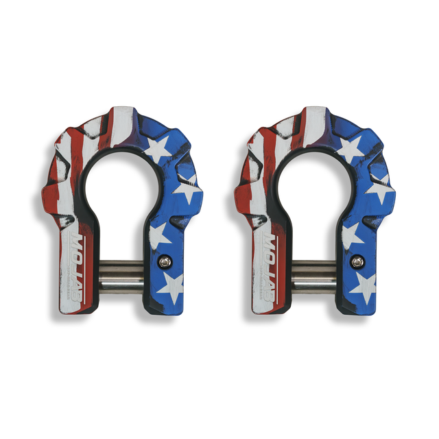 Photo of American Flag - 3/4'' Extreme duty Aluminum Shackle set (9T) - (LIFE TIME WARRANTY*) by MOJAB OFFROAD - Premium for UTVs / Side by Sides