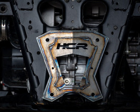 HCR Polaris RZR Pro XP radius rod back plate installed at the rear frame