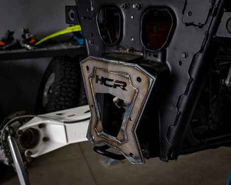 HCR Polaris RZR Pro XP radius rod back plate installed at the rear frame