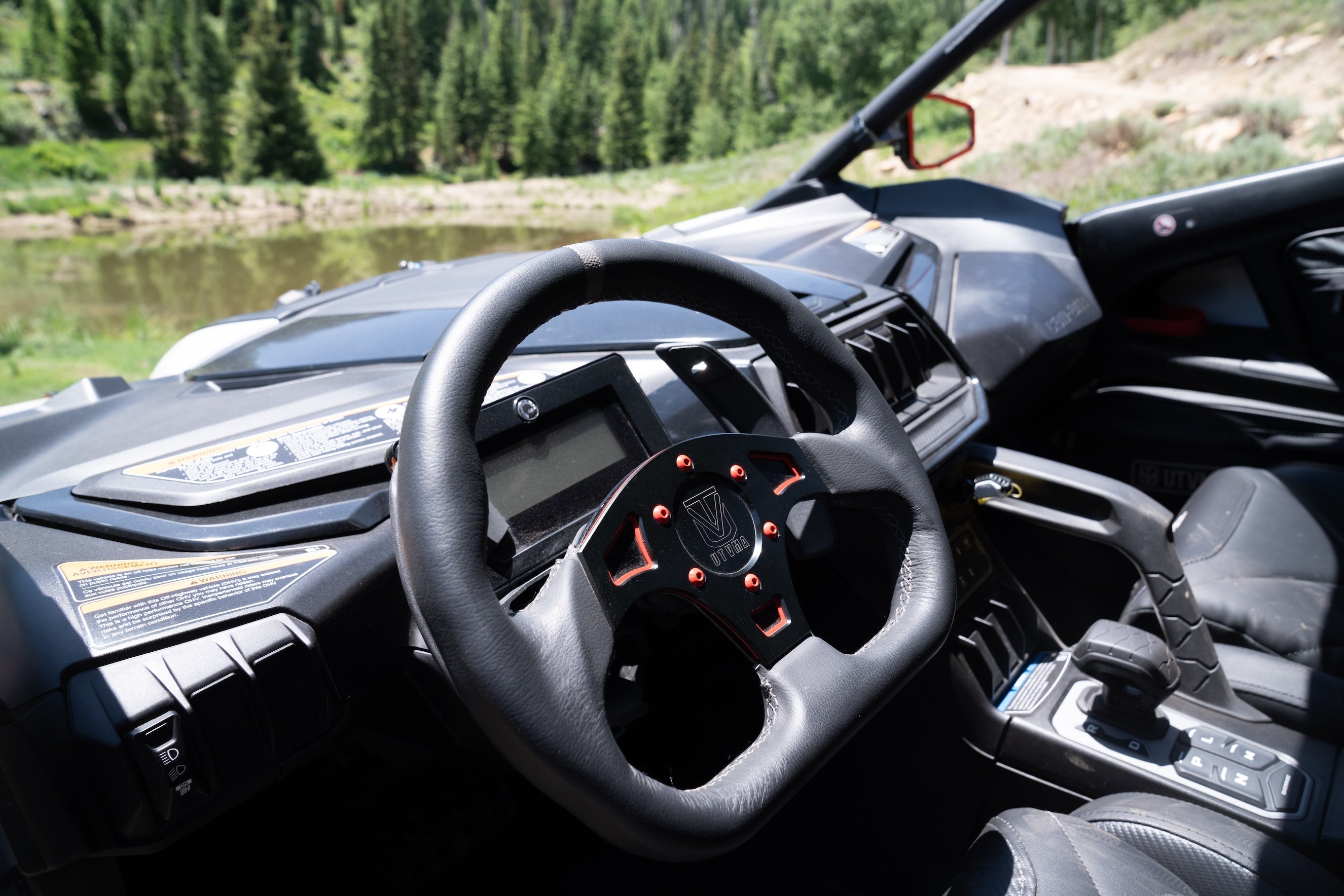 Photo of UTVMA DriftX Leather Steering Wheel With Hub (Polaris and Can Am Models) by UTV Mountain Accessories - Premium Steering Wheel for UTVs / Side by Sides
