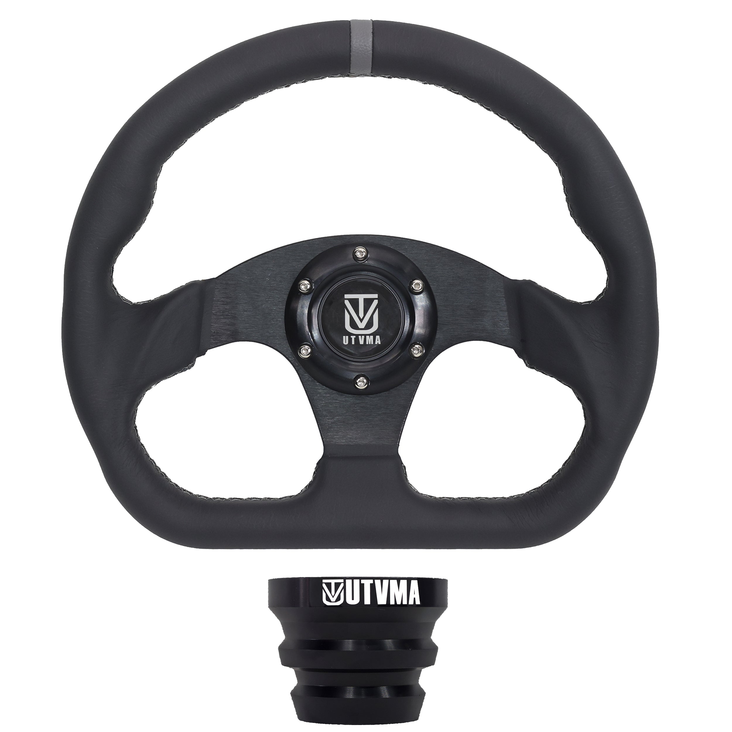 Photo of UTVMA DriftX Leather Steering Wheel With Hub (Polaris and Can Am Models) by UTV Mountain Accessories - Premium Steering Wheel for UTVs / Side by Sides