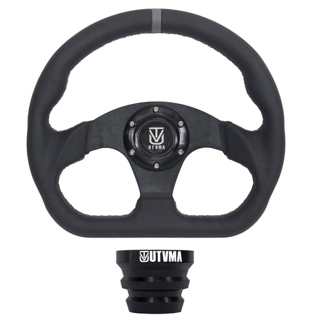 Photo of UTVMA DriftX Leather Steering Wheel With Hub (Polaris and Can Am Models) by UTV Mountain Accessories - Premium Steering Wheel for UTVs / Side by Sides