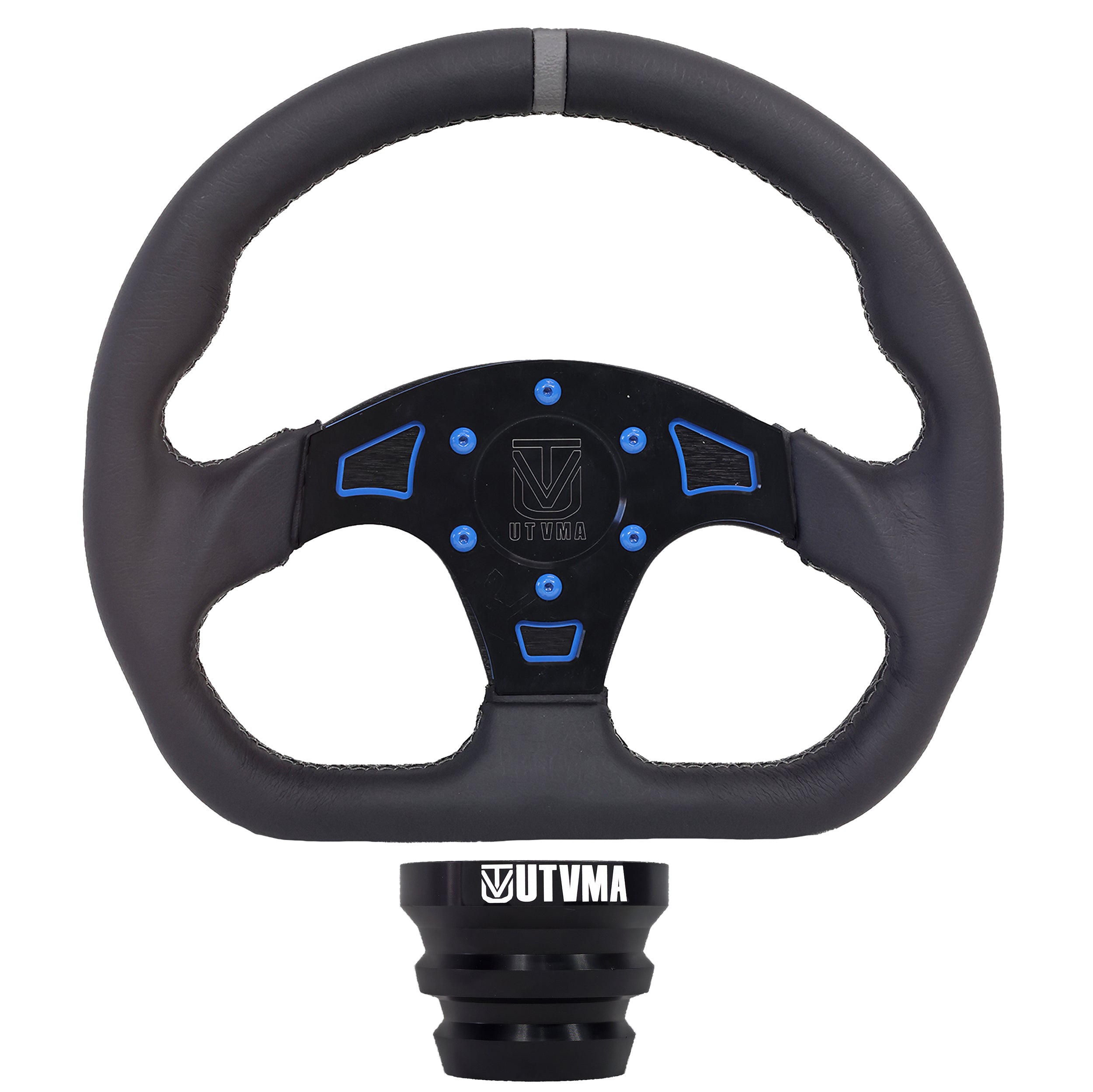 Photo of UTVMA DriftX Leather Steering Wheel With Hub (Polaris and Can Am Models) by UTV Mountain Accessories - Premium Steering Wheel for UTVs / Side by Sides