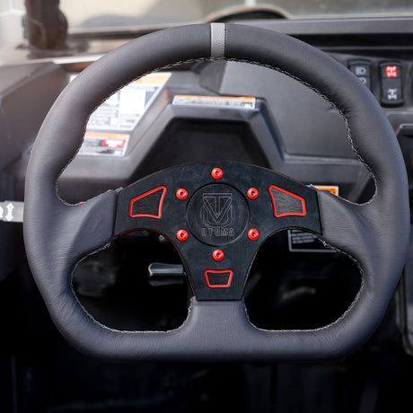 Photo of UTVMA DriftX Leather Steering Wheel With Hub (Polaris and Can Am Models) by UTV Mountain Accessories - Premium Steering Wheel for UTVs / Side by Sides