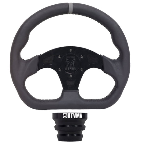 Photo of UTVMA DriftX Leather Steering Wheel With Hub (Polaris and Can Am Models) by UTV Mountain Accessories - Premium Steering Wheel for UTVs / Side by Sides