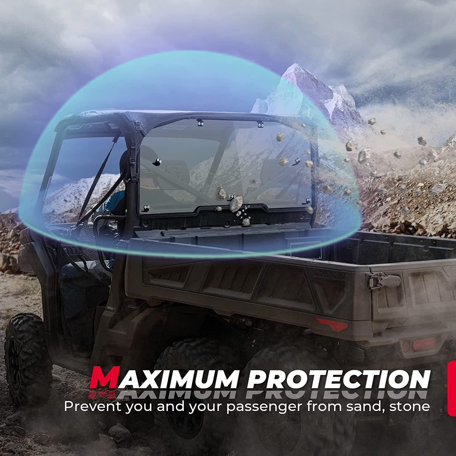 Photo of Rear Tinted Windshield for Can-Am Defender HD5/8 /10/MAX by Kemimoto - Premium for UTVs / Side by Sides