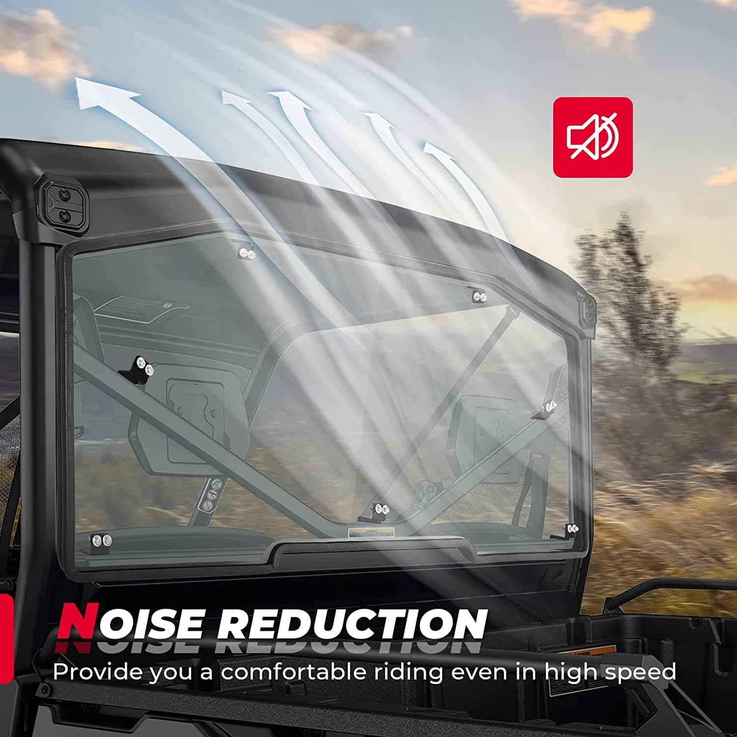 Photo of Rear Tinted Windshield for Can-Am Defender HD5/8 /10/MAX by Kemimoto - Premium for UTVs / Side by Sides