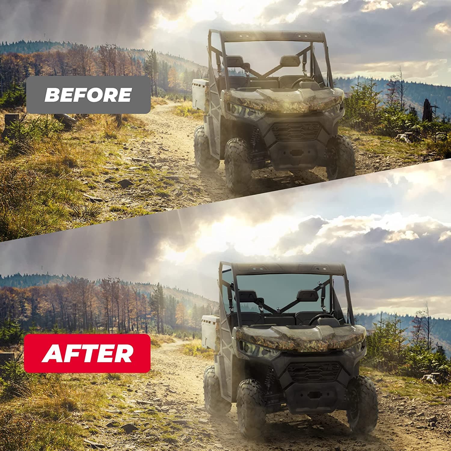 Photo of Rear Tinted Windshield for Can-Am Defender HD5/8 /10/MAX by Kemimoto - Premium for UTVs / Side by Sides